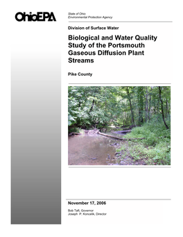 Biological and Water Quality Study of the Portsmouth Gaseous Diffusion Plant Streams