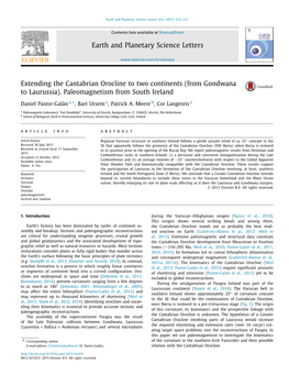 Extending the Cantabrian Orocline to Two Continents (From Gondwana to Laurussia). Paleomagnetism from South Ireland ∗ Daniel Pastor-Galán A, , Bart Ursem A, Patrick A