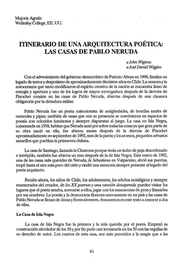 Itinerario De Una Arquitectura Poética: Las Casas De Pablo Neruda