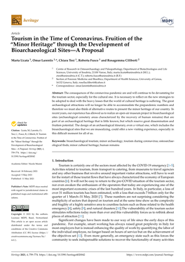 Tourism in the Time of Coronavirus. Fruition of the “Minor Heritage” Through the Development of Bioarchaeological Sites—A Proposal