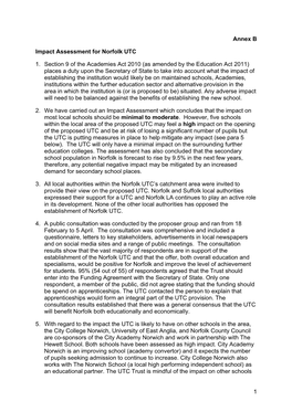 Norfolk UTC Impact Assessment Annex B