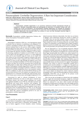 Paraneoplastic Cerebellar Degeneration