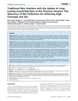 Lasting Insecticidal Nets in the Peruvian Amazon: the Relevance of Net Preference for Achieving High Coverage and Use