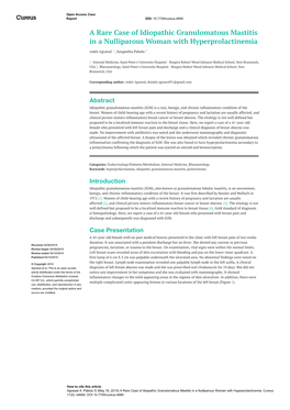 A Rare Case of Idiopathic Granulomatous Mastitis in a Nulliparous Woman with Hyperprolactinemia