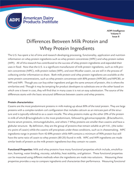 Differences Between Milk Protein and Whey Protein Ingredients