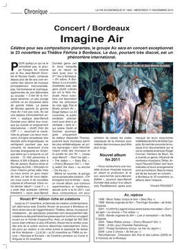 Imagine Air Célèbre Pour Ses Compositions Planantes, Le Groupe Air Sera En Concert Exceptionnel Le 23 Novembre Au Théâtre Fémina À Bordeaux