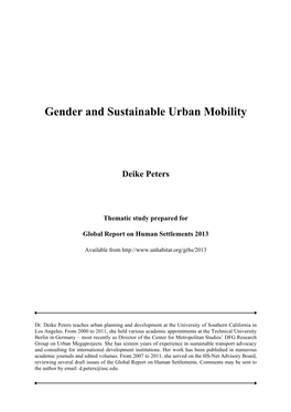 Gender and Sustainable Urban Mobility