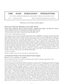 THE STAR FORMATION NEWSLETTER an Electronic Publication Dedicated to Early Stellar Evolution and Molecular Clouds