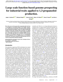 Large Scale Function-Based Genome Prospecting for Industrial Traits Applied to 1,3-Propanediol Production