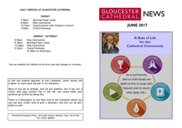 JUNE 2017 3.00Pm Choral Evensong