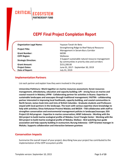 CEPF Final Project Completion Report