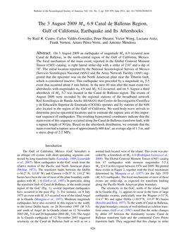 The 3 August 2009 Mw 6.9 Canal De Ballenas Region, Gulf of California