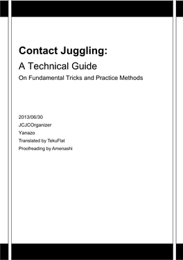 Contact Juggling: a Technical Guide on Fundamental Tricks and Practice Methods