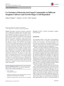 Co-Variation of Bacterial and Fungal Communities in Different Sorghum Cultivars and Growth Stages Is Soil Dependent