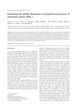 Estimating the Global Abundance of Ground Level Presence of Particulate Matter (PM2.5)