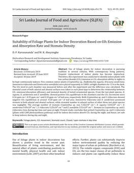 Sri Lanka Journal of Food and Agriculture (SLJFA)