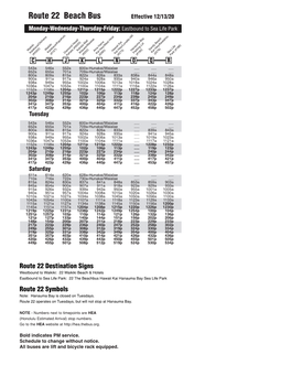 Route 22 Beach Bus Effective 12/13/20