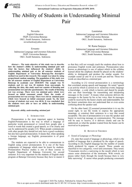 The Ability of Students in Understanding Minimal Pair