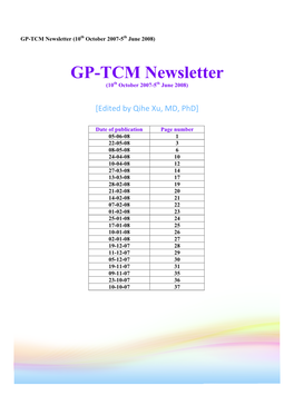 GP-TCM Newsletters October 2007