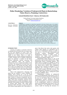 Pollen Morphology Variation of Undergrowth Plants in Bantarbolang Nature Reserve, Pemalang, Central Java