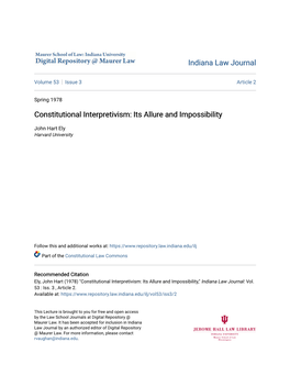 Constitutional Interpretivism: Its Allure and Impossibility