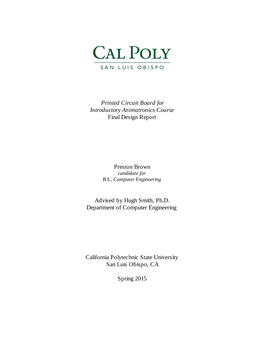 Printed Circuit Board for Introductory Animatronics Course Final Design Report