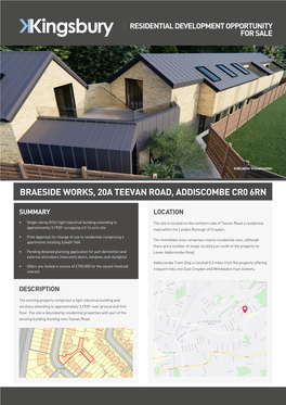 Braeside Works, 20A Teevan Road, Addiscombe Cr0 6Rn