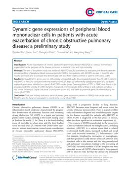 Dynamic Gene Expressions of Peripheral Blood Mononuclear Cells