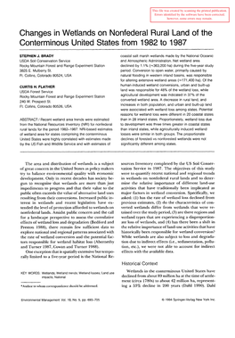 Changes in Wetlands on Nonfederal Rural Land of the Conterminous United States from 1982 to 1987