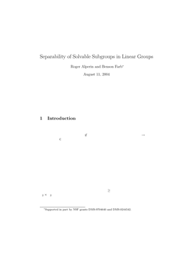 Separability of Solvable Subgroups in Linear Groups