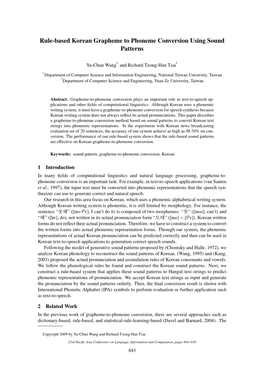 Rule-Based Korean Grapheme to Phoneme Conversion Using Sound Patterns