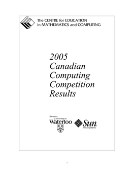 2005 Canadian Computing Competition Results
