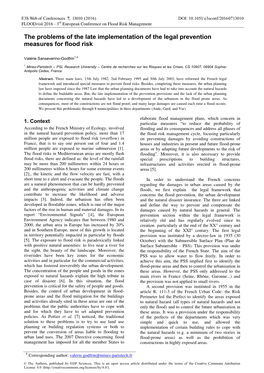 The Problems of the Late Implementation of the Legal Prevention Measures for Flood Risk