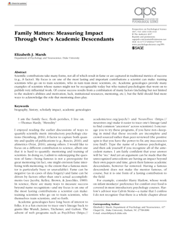 Measuring Impact Through One's Academic Descendants