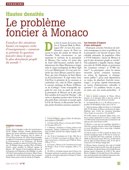 Hautes Densités Le Problème Foncier À Monaco