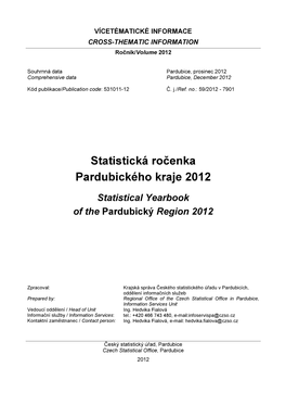 Statistická Ročenka Pardubického Kraje 2012