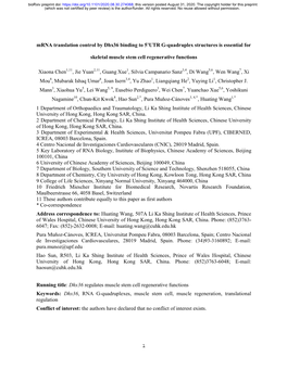 Mrna Translation Control by Dhx36 Binding to 5'UTR G-Quadruplex