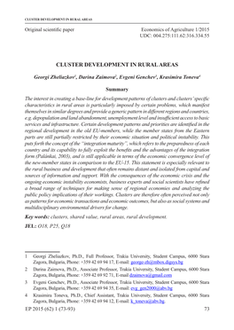 Cluster Development in Rural Areas