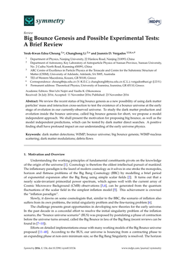 Big Bounce Genesis and Possible Experimental Tests: a Brief Review