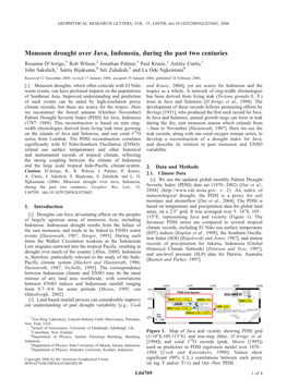 Monsoon Drought Over Java, Indonesia, During the Past Two