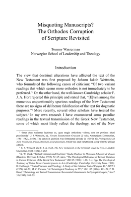 Misquoting Manuscripts? the Orthodox Corruption of Scripture Revisited