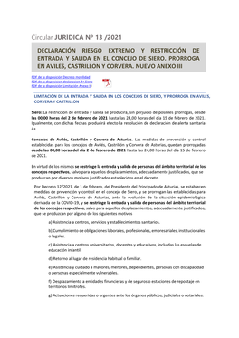 CORONAVIRUS 119. Limitaciones Siero, Y Prórroga De Avilés