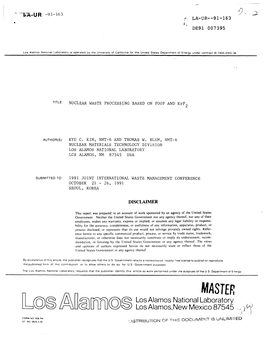 NUCLEAR WASTE PROCESSING BASED on FOOF and Krf 2