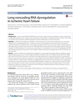 Long Noncoding RNA Dysregulation in Ischemic Heart Failure