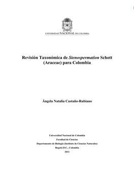 Revisión Taxonómica De Stenospermation Para Colombia