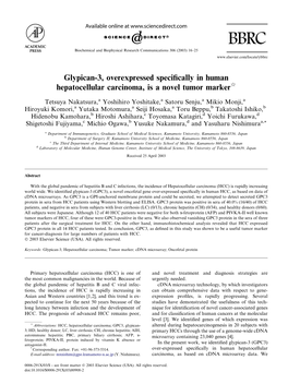 Glypican-3, Overexpressed Specifically in Human Hepatocellular