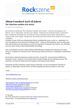 Album-Comeback Nach Elf Jahren the Libertines Melden Sich Zurück