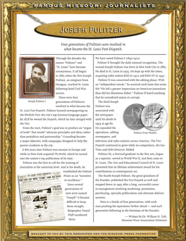 Joseph Pulitzer Was Born in New York City in 1885