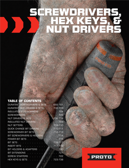 Screwdrivers, Hex Keys, & Nut Drivers