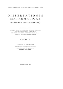 Dissertationes Mathematicae (Rozprawy Matematyczne)